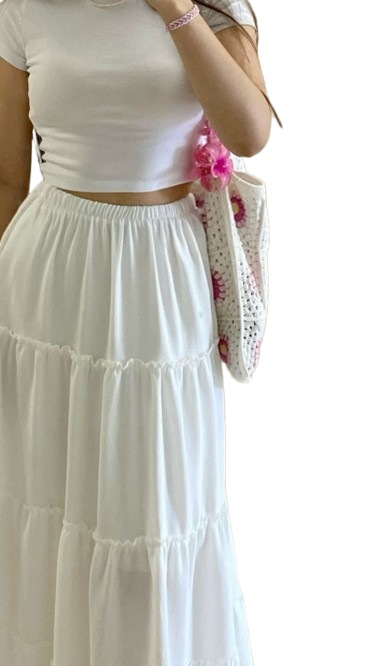 White Tiered Maxi Skirt