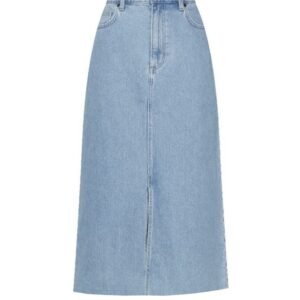 Light Blue High-Waist Denim Long Skirt