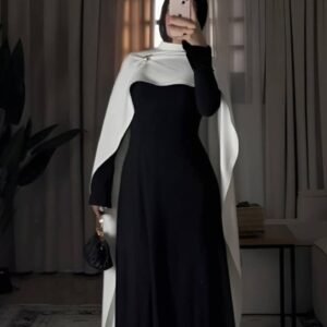 Black & White Cape Style Maxi Dress