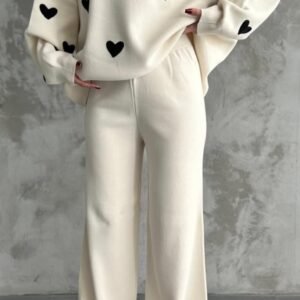 Heart Print Knit Co-Ord Set