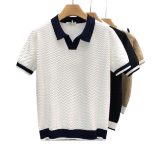 Men’s Textured Knit Polo T-shirt