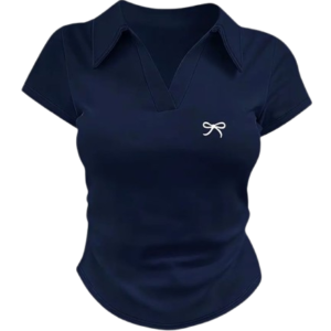 Women's bow print shirt short sleeve