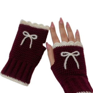 Bow Knit Fingerless Gloves